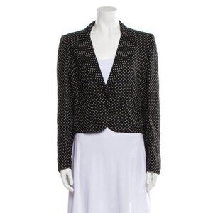 Valentino Authentic Black White Polka Dot Long Sleeve Blazer Jacket 10 Medium
